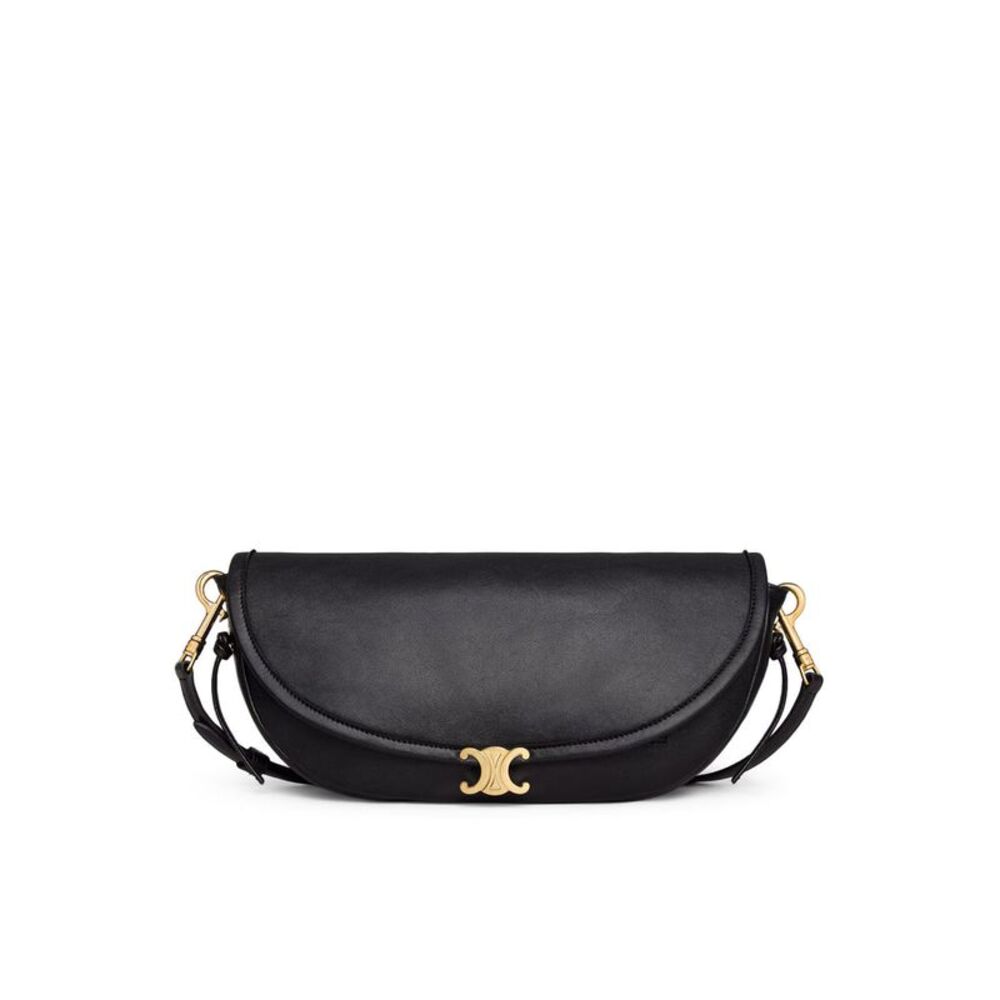 Celine Women Small Crescent Soft Triomphe In Soft Shiny Lambskin